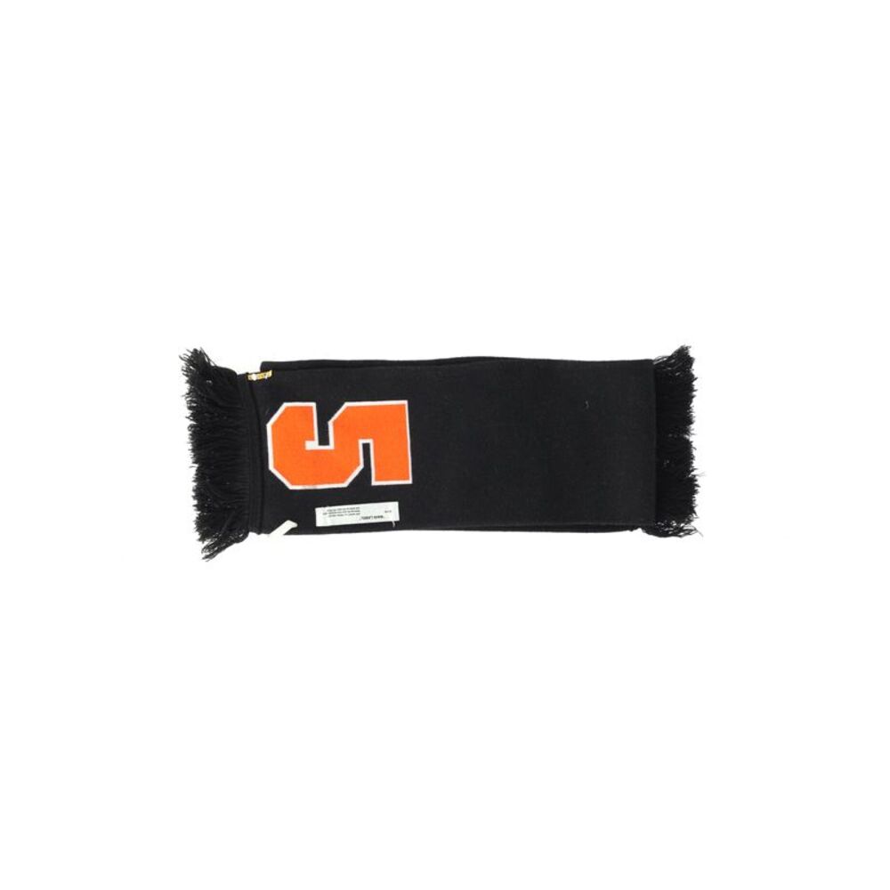 Off-White Intarsia Knitted Scarf in Black Acrylic